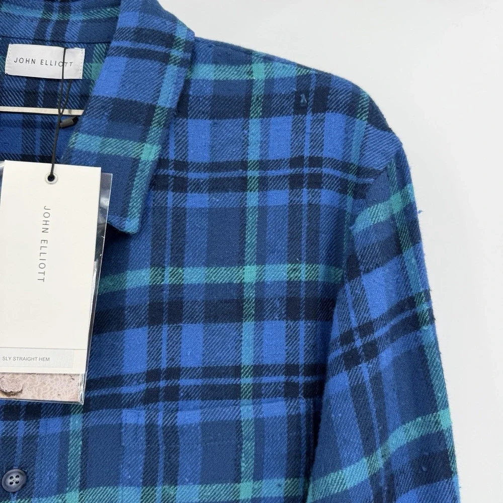 John Elliott Sly Straight Hem Long Sleeve Button Down Coronado Check size 4 XL